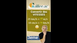 Tableau de conversion m/s en km/h avec compteur de vitesse et chronomètre