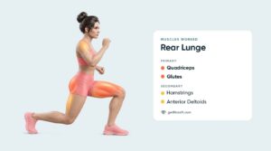 Athlète réalisant une fente arrière avec une posture contrôlée